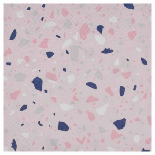 Paris Prix - Lot De 20 Serviettes En Papier "Terrazzo" 33x33cm Rose