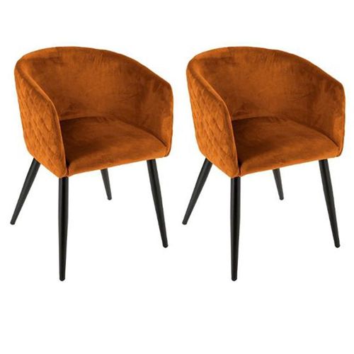 Lot De 2 Fauteuils Design Velours "Marlo" 76cm Ambre