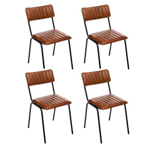 Lot De 4 Chaises Design "Dario" 78cm Cognac