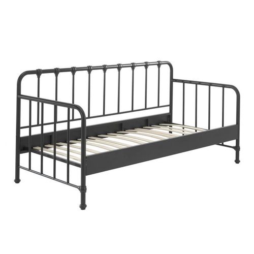 Lit Capitaine Enfant "Bronxx" 90x200cm Noir Mat