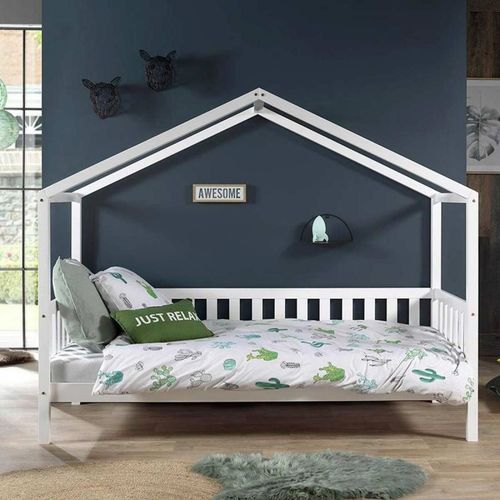 Pack - Lit Enfant Cabane & Matelas "Dallas Ii" 90x200cm Blanc