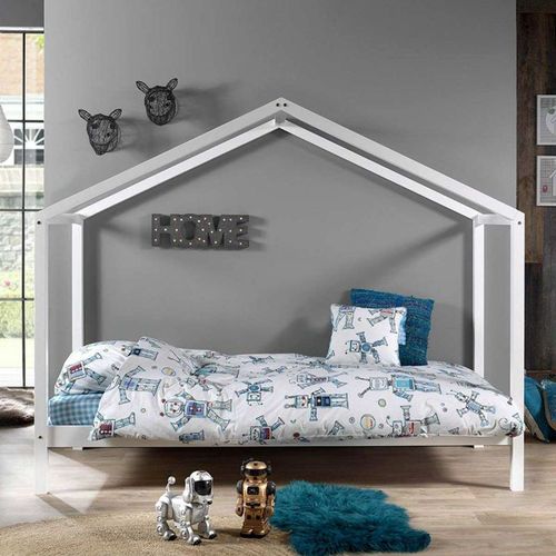 Pack - Lit Enfant Cabane & Matelas "Dallas Iii" 90x200cm Blanc