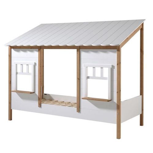 Lit Cabane Enfant "Housebed Iv" 90x200cm Blanc