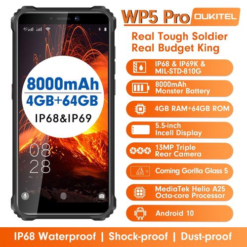 Oukitel WP5 PRO téléphone mobile robuste imperméable Octa Core Dual SIM Noir et Rouge