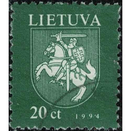 Lituanie 1994 Oblitéré Used Coat Of Armes Blason Armoiries Chevalier Vytis Vert Foncé Su