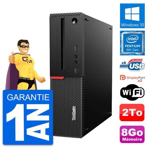 PC Lenovo ThinkCentre M800 SFF Intel G4400 RAM 8Go Disque 2To Windows 10 Wifi