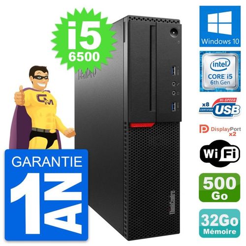 PC Lenovo ThinkCentre M800 SFF i5-6500 RAM 32Go Disque 500Go Windows 10 Wifi