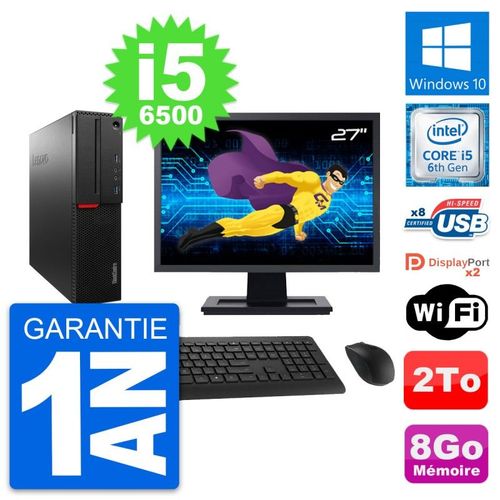 PC Lenovo M800 SFF Ecran 27" Intel i5-6500 RAM 8Go Disque 2To Windows 10 Wifi