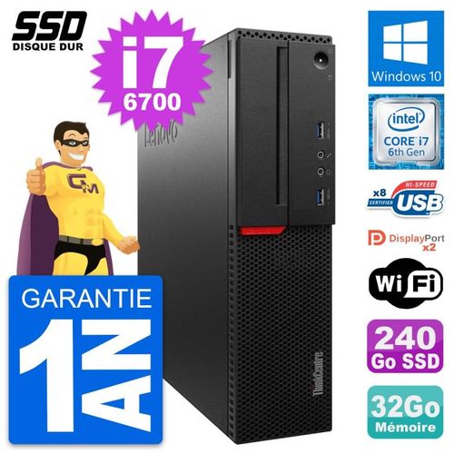 PC Lenovo ThinkCentre M800 SFF Intel i7-6700 RAM 32Go SSD 240Go Windows 10 Wifi