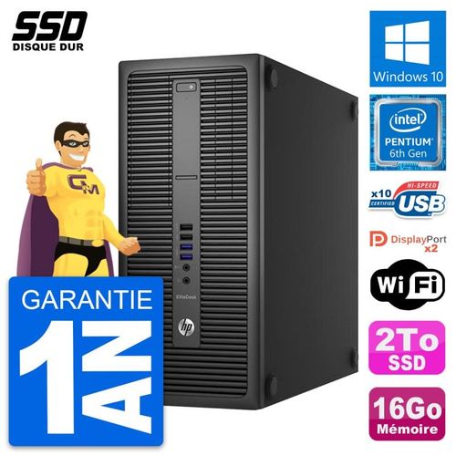 PC Tour HP EliteDesk 800 G2 Intel Pentium G4400 RAM 16Go SSD 2To Windows 10 Wifi
