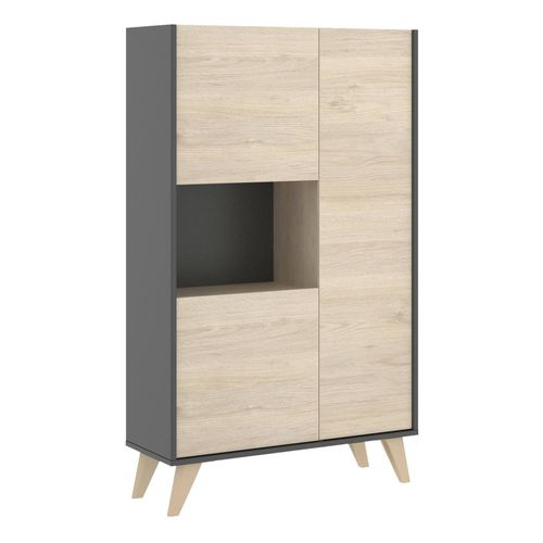 Buffet Effet Bois Chêne Et Anthracite