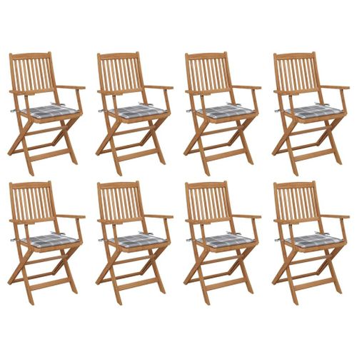 Vidaxl Chaises Pliables D'extérieur Avec Coussins 8 Pcs Bois D'acacia