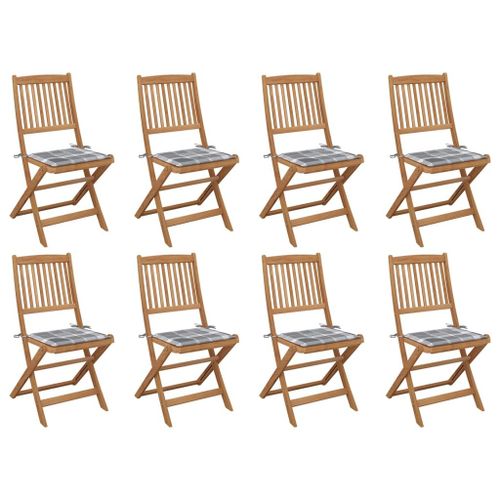 Vidaxl Chaises Pliables D'extérieur Avec Coussins 8 Pcs Bois D'acacia
