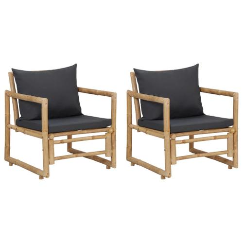 Vidaxl Chaises De Jardin Avec Coussins 2 Pcs Bambou