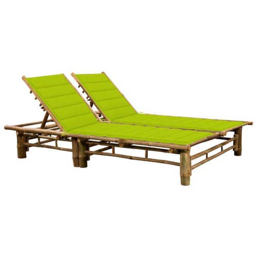 Vidaxl Chaise Longue Pour 2 Personnes Avec Coussins Bambou