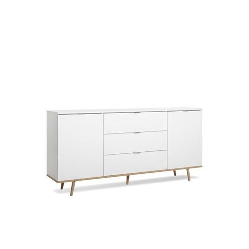 Göteborg Buffet Bas - Style Scandinave - Décor Chene Et Blanc - L 180 Cm