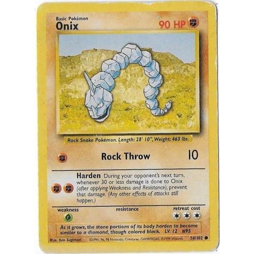Onix 56/102 - Pokemon Set De Base - Carte Anglaise