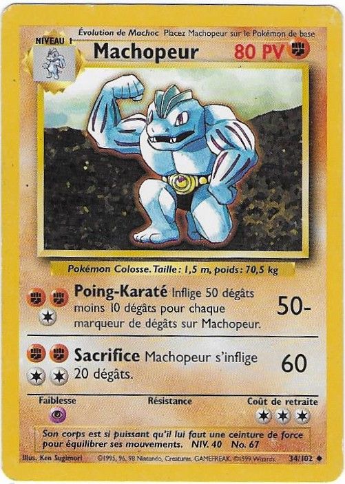 Machopeur 34/102 - Pokemon Set De Base - Carte Française