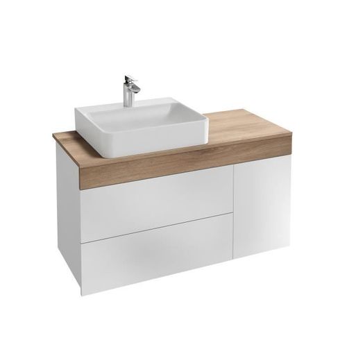 Jacob Delafon 1560 Salle De Bain + Vasque A Poser A Gauche - Décor Chene Et Blanc - L 103cm - Sully