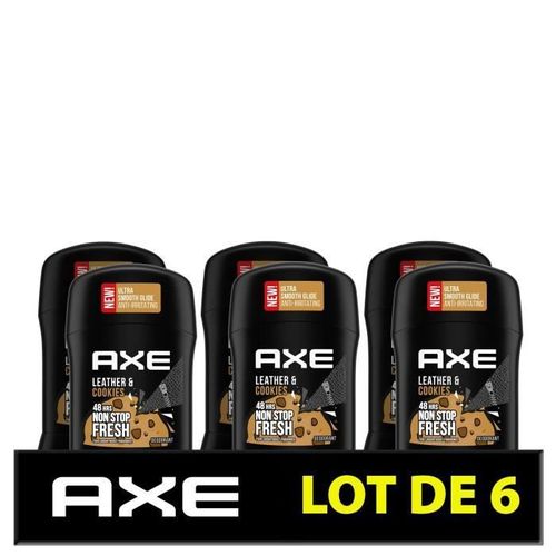 Axe Déodorant Homme Collision Cuir & Cookies Stick - 48h De Fraîcheur Non-Stop - Lot De 6 X 50 Ml - 300 Ml 
