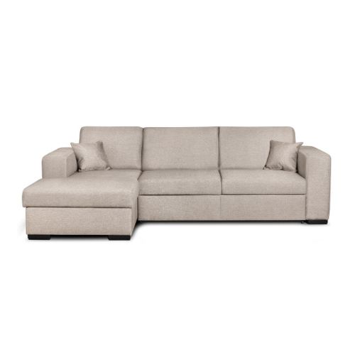 Canapé D'angle Fuji Xl Convertible Avec Coffre En Tissu - Angle Gauche, Beige