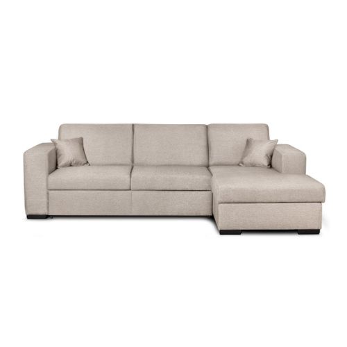 Canapé D'angle Fuji Xl Convertible Avec Coffre En Tissu - Angle Droit, Beige
