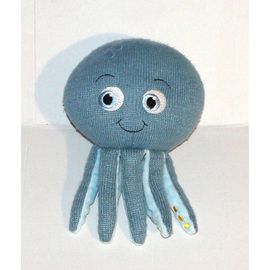 Doudou Pieuvre Supremia Peluche Poulpe Laine Bleu Gris