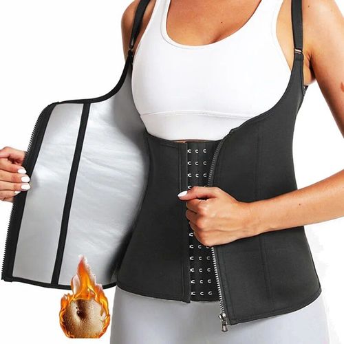 Gilet De Transpiration Pour Femmes,Corsets De Perte De Poids,Modelant Le Corps,Gilet De Musculation Avec 3 Rangées,Crochet,Contrôle Du Ventre,Fermeture Éclair Extérieure
