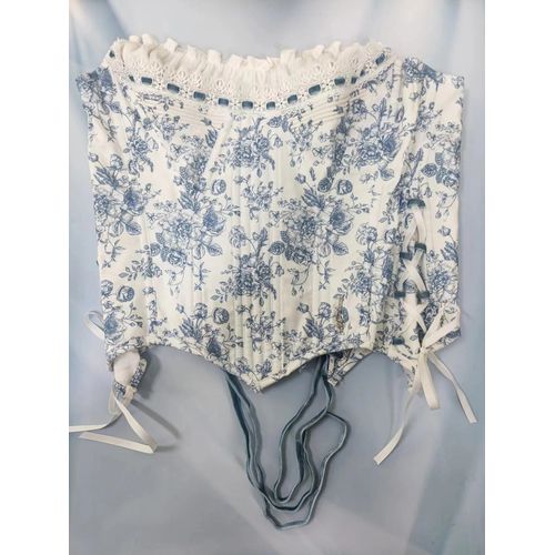 Bustier Court À Épaules Dénudées Pour Femmes,Chemisier À N?ud Plissé,Corset À Lacets,Chemise Pour Dames,Impression Florale En Y,Mode Printemps,2023