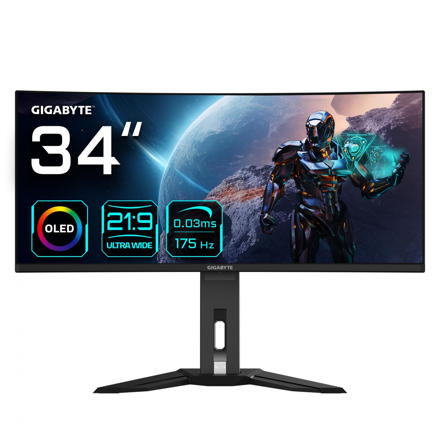 Gigabyte Moniteur De Jeu Courbé Oled Wqhd Mo34wqc 34" - 3440x1440(wqh