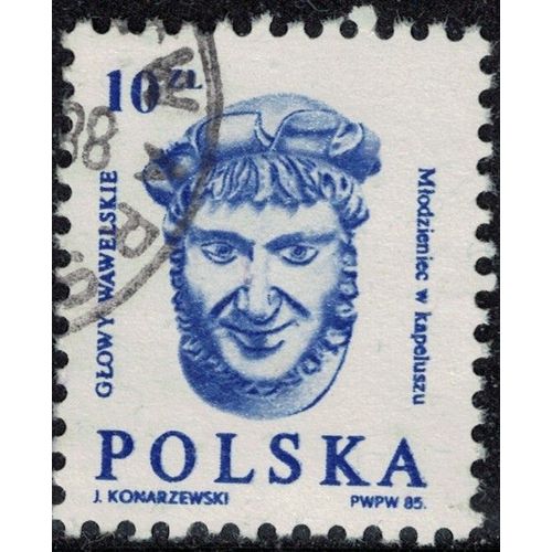 Pologne 1985 Oblitéré Used Carved Wawel Head Tête De Wawel Sculptée Outremer Vif Su