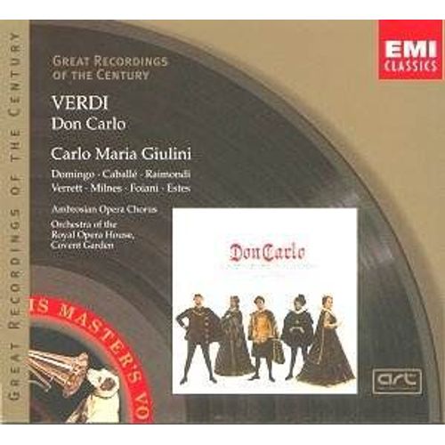 3cd Guiseppe Verdi (1813-1901) Don Carlo. Plácido Domingo ) Don Carlos; Montserrat Caballé Elisabetta; Shirley Verrett () Eboli; Sherrill Milnes () Rodrigo; Ruggero Raimondi /Carlo Maria Giulini.
