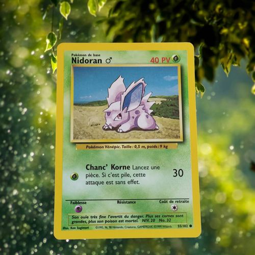 Carte Pokémon Nidoran 55/102 (Mâle), Première Édition De 1995, Très Bon État