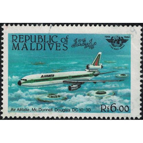 Maldives 1984 Oblitéré Used Avion Alitalia Mc Donnell Douglas Dc 10-30 Su