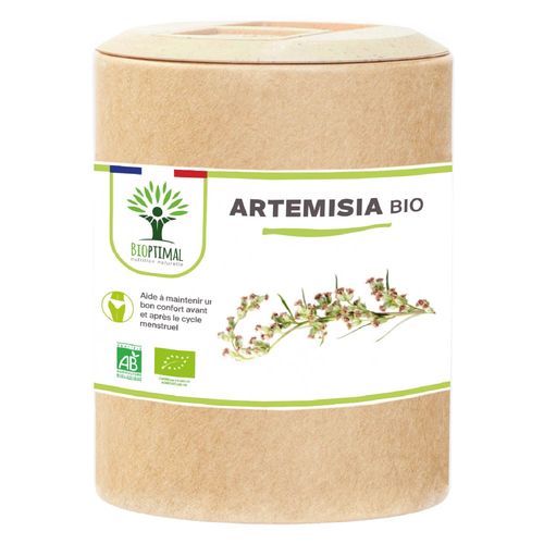 Artémisia Bio - Complément Alimentaire - 100% Armoise En Poudre - Appétit Cycle Menstruel Santé Rénale - Fabriqué En France - Certifié Ecocert - Vegan - 200 Gélules 