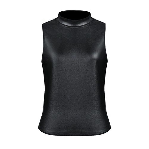 Corset En Cuir À Col Montant Pour Femme,Chemise Slim,Vêtement De Taille Décontracté,À La Mode