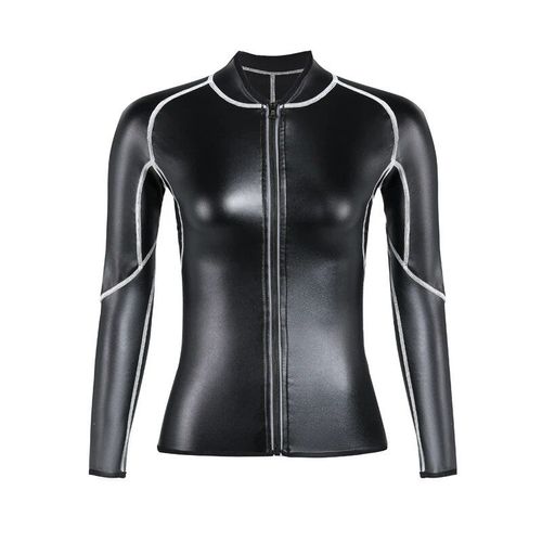 Veste En Cuir À Col Montant Pour Femme,Ligne Blanche,Simili Cuir,Chemise À Manches Longues,Body Shaper,Taille Formateur,Corsets,Fermeture Éclair,Chemises Minces