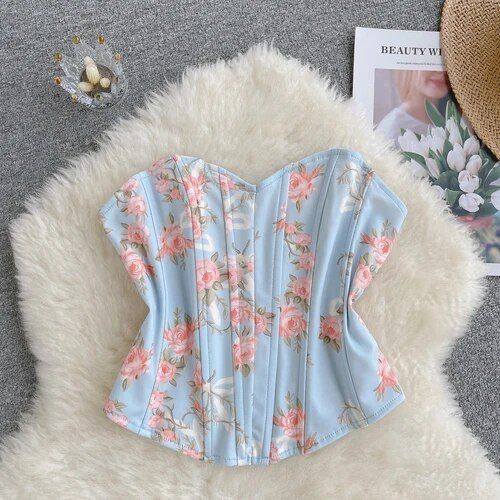 Sous-Vêtements Monochromes À Imprimé Floral Pour Femmes,Haut Court Sexy,Corset De Vacances,Entraîneur De Taille