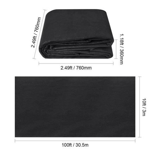 Géotextile Non Tissé-Vevor-Anti-Mauvaises Herbes-3,0x30,5 M-271 G-M²-Systèmes De Drainage-Aménagement Paysager-Couvre-Sol-Noir