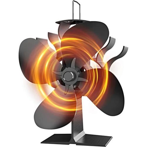 Ventilateur Poele Bois, 4 Pales Silencieux Ventilateur Cheminee pour Cheminée/Poêle à Bois/Gaz/Poele a Granule, Cadeau de Noël.