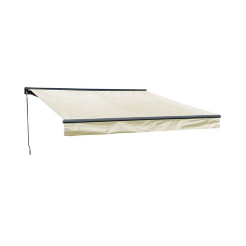 Store Banne Saule 3,5 × 3m Avec Semi-Coffre - Toile Beige Et Structure Grise