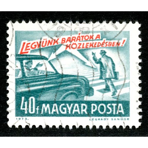 Timbre Oblitéré Magyar Posta, Legyünk Baratok A Kozlekedesben ! 40 F, 1973