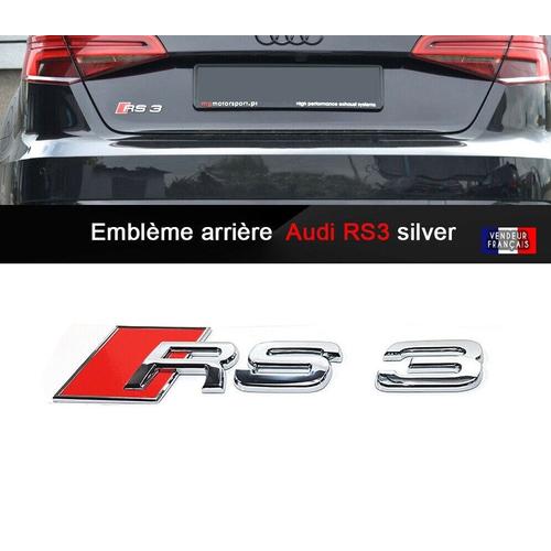 Logo Emblème Audi SLine arrière coffre Ailes Noir Silver 80x30 MM