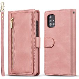 Etui Pour Samsung Galaxy A51, Coque En Cuir Premium Avec Porte-Carte Grande Capacite Et Support Housse De Protection Multifonctionnelle Compatible Avec Samsung Galaxy A51 - Or Rose