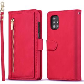 Etui Pour Samsung Galaxy A51, Coque En Cuir Premium Avec Porte-Carte Grande Capacite Et Support Housse De Protection Multifonctionnelle Compatible Avec Samsung Galaxy A51 - Rouge