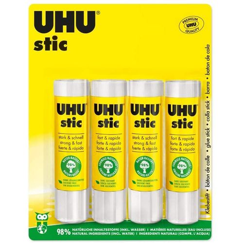 Stic Batons de Colle sans solvant, 21 g, Lot de 4, Blanc