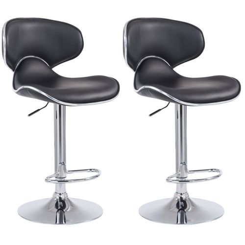 Tabouret De Bar Chaise De Bar X2 Hauteur Réglable Avec Repose Pieds En Synthétique Noir Et Métal Tdb10122