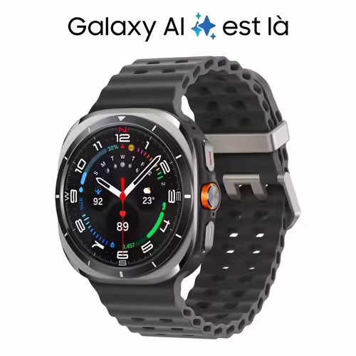 Montre Connectée Samsung Galaxy Watch Ultra Boîtier 47 mm avec bracelet  caoutchouc taille S/M/L 4G Argent Titane
