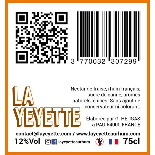 Punch Fraise 12% Vol. 75 Cl - La Yeyette Au Rhum