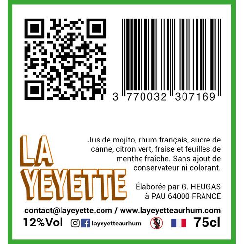 Mojito Fraise 12% Vol. 75 Cl - La Yeyette Au Rhum